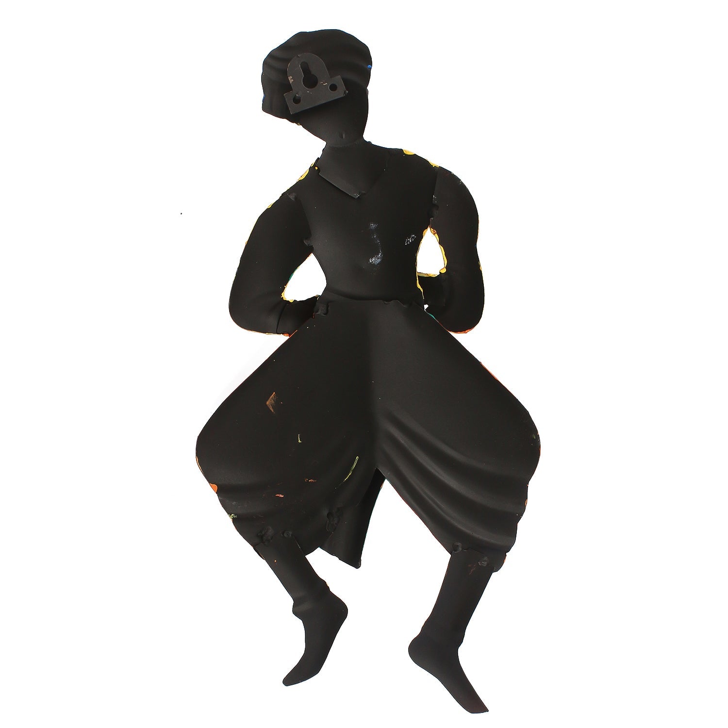 Musician Tribal Man Playing Trumpet Musical Instument Iron Wall Hanging Kafalo
