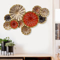 Abstract Colorful Floral Plates Collection Handcrafted Iron Wall Hanging Kafalo