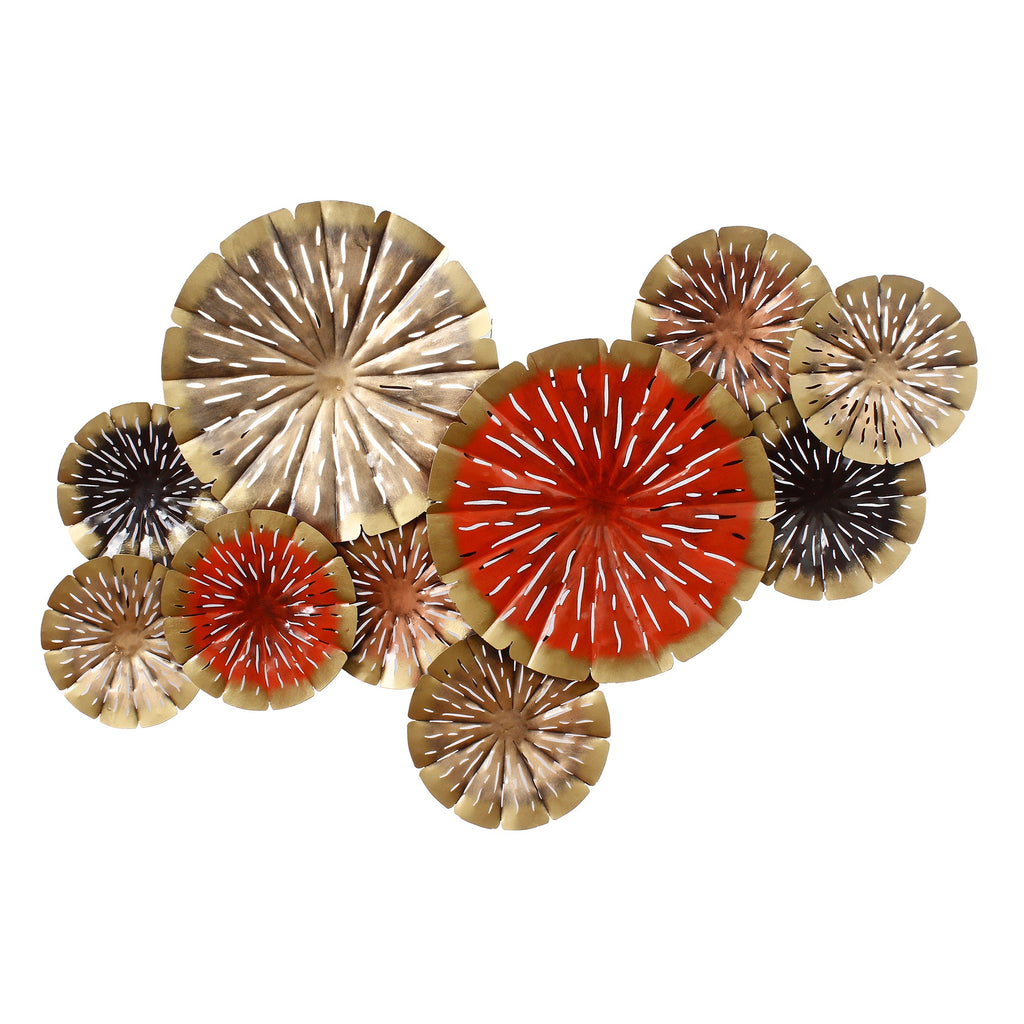 Abstract Colorful Floral Plates Collection Handcrafted Iron Wall Hanging Kafalo