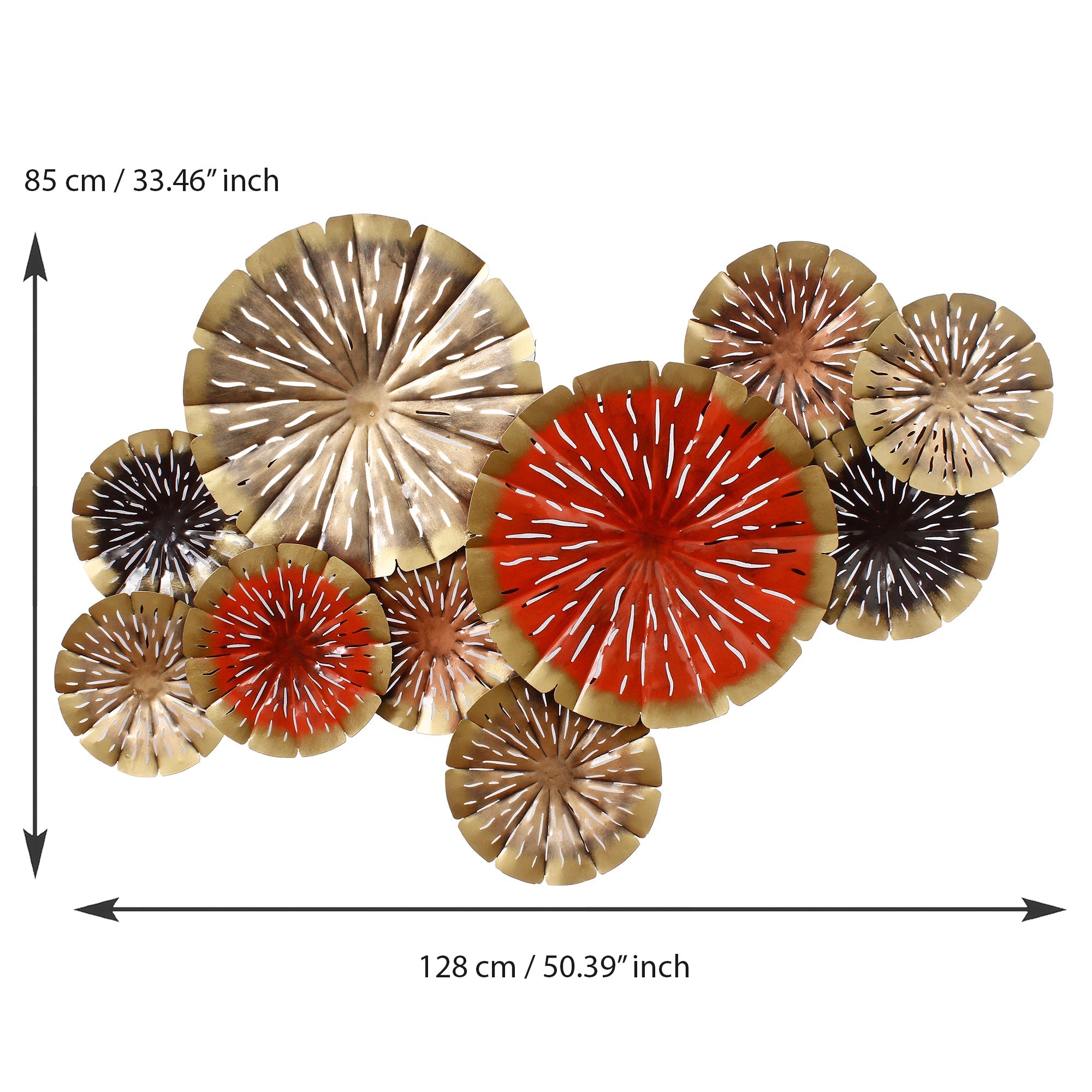 Abstract Colorful Floral Plates Collection Handcrafted Iron Wall Hanging Kafalo