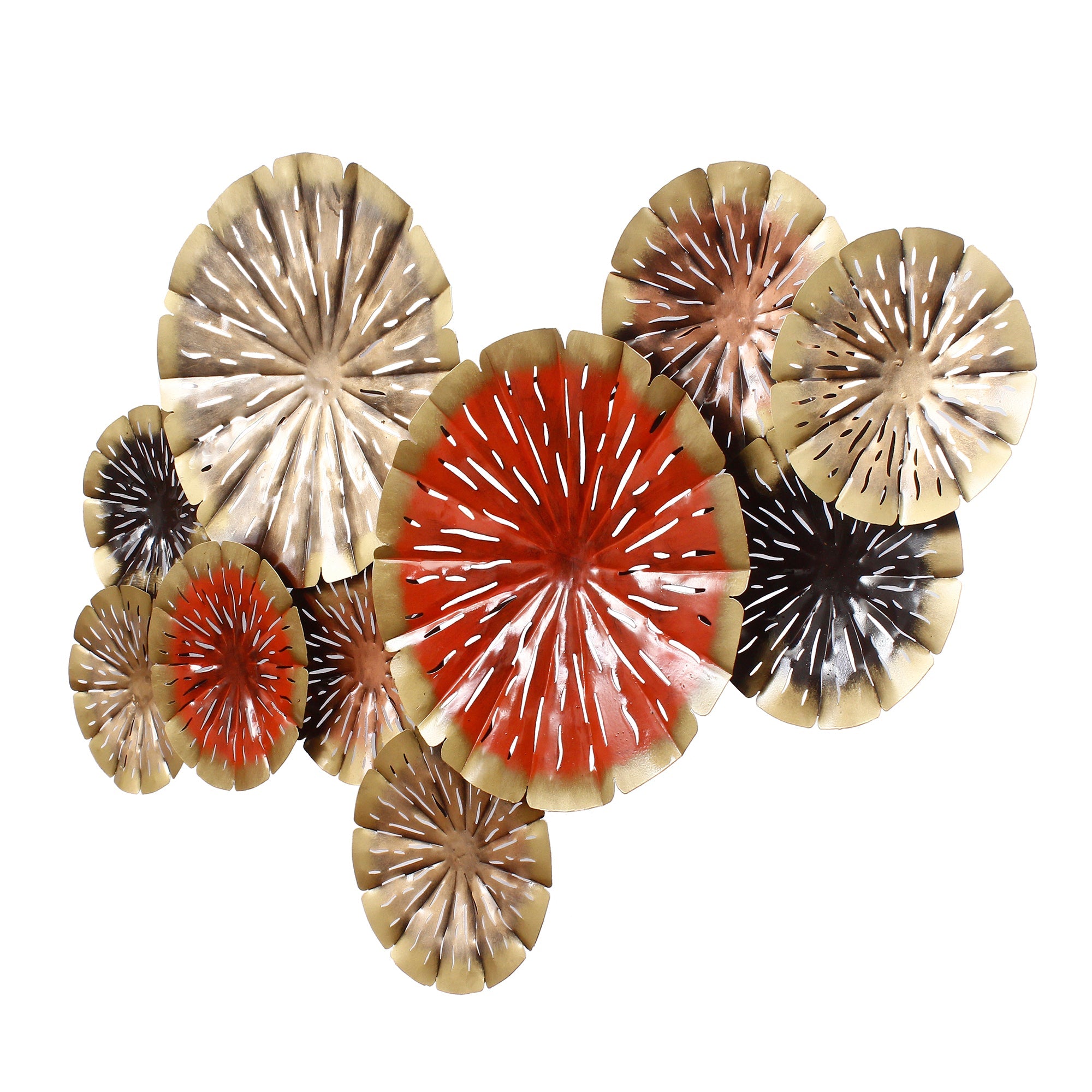 Abstract Colorful Floral Plates Collection Handcrafted Iron Wall Hanging Kafalo