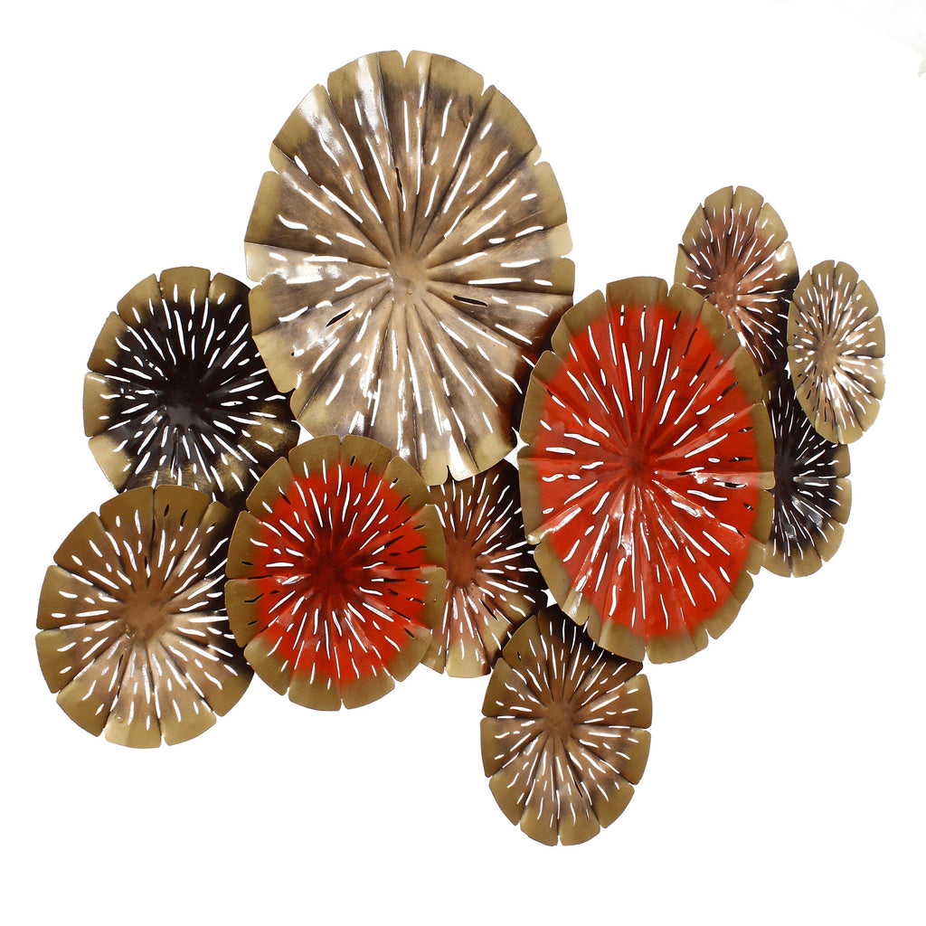 Abstract Colorful Floral Plates Collection Handcrafted Iron Wall Hanging Kafalo