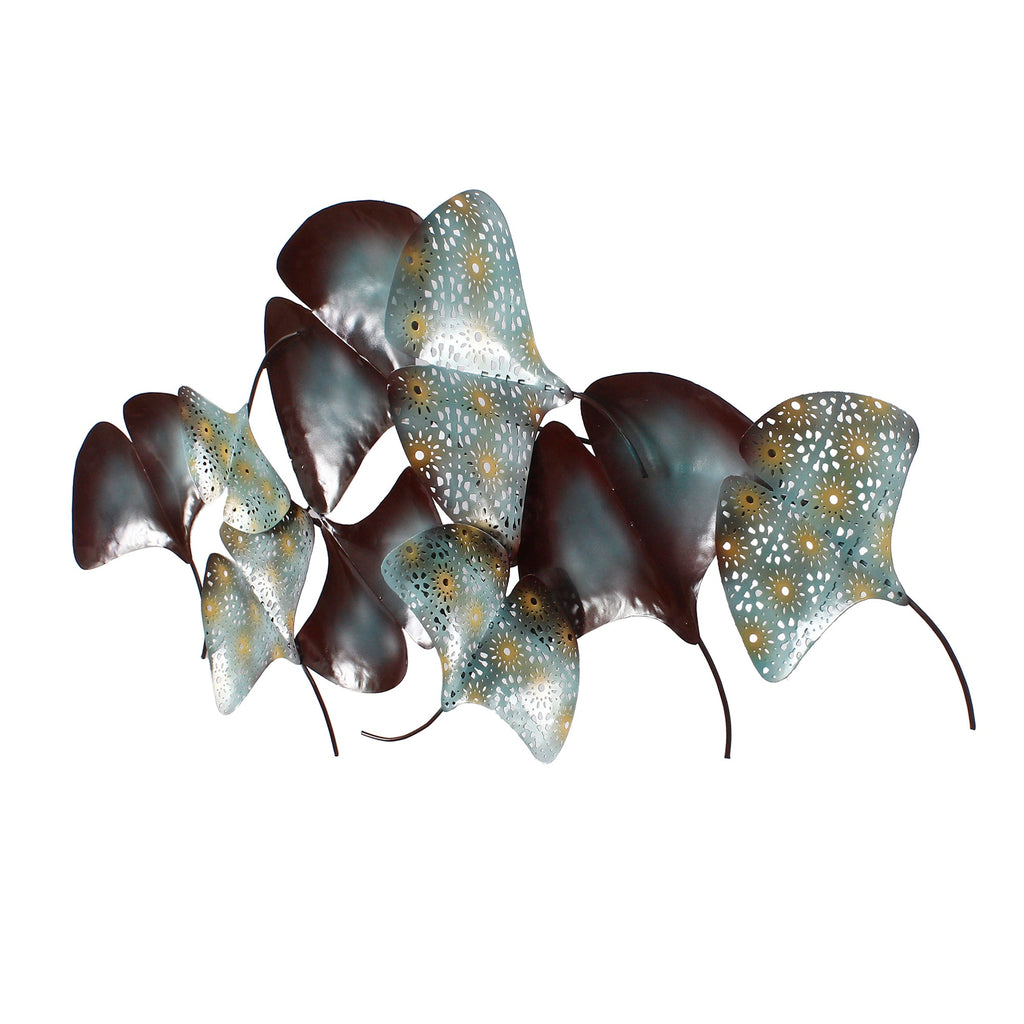 Abstract Colorful Leaves Collection Handcrafted Iron Wall Hanging with Background LED's Kafalo