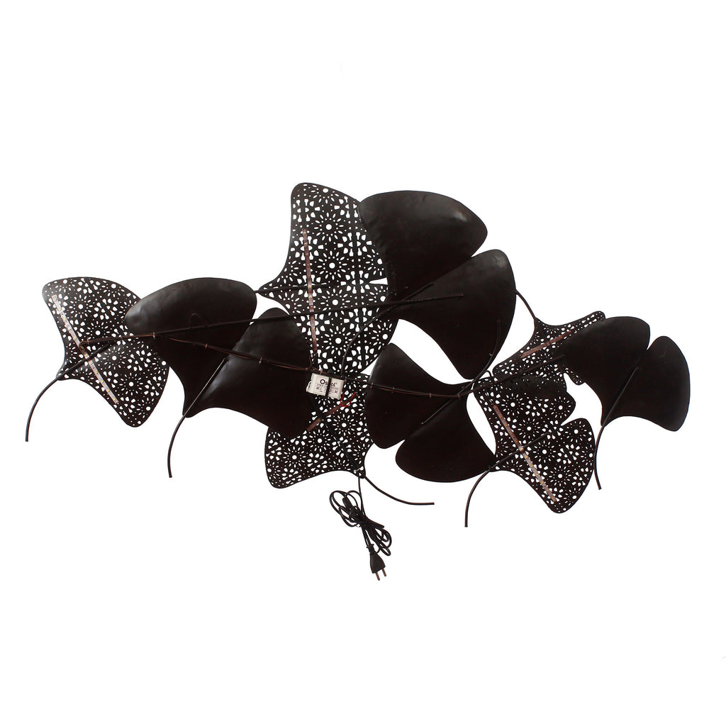 Abstract Colorful Leaves Collection Handcrafted Iron Wall Hanging with Background LED's Kafalo
