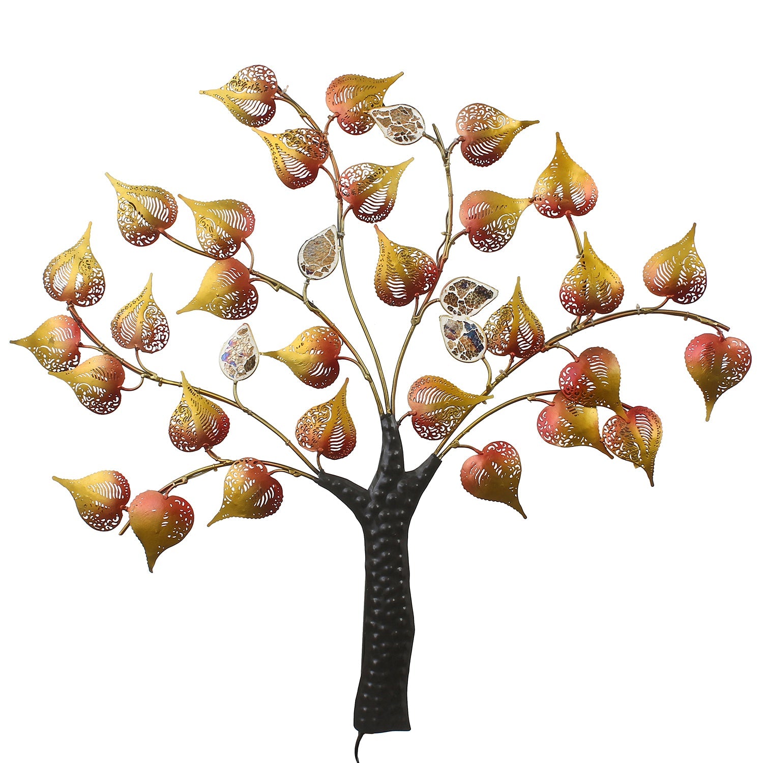 Colorful Leaves Tree Handcrafted Iron Wall Hanging/Art with background LED's Kafalo