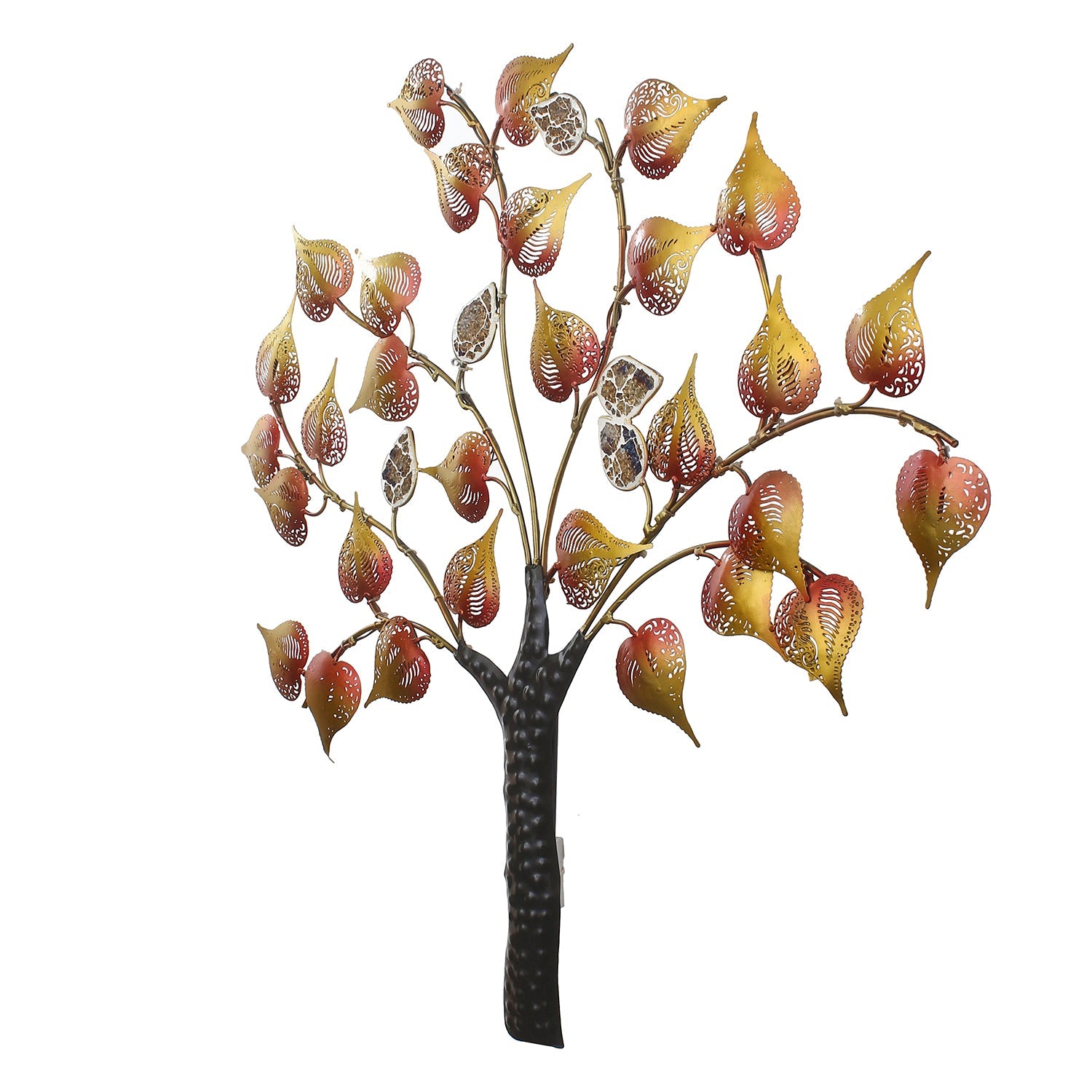 Colorful Leaves Tree Handcrafted Iron Wall Hanging/Art with background LED's Kafalo