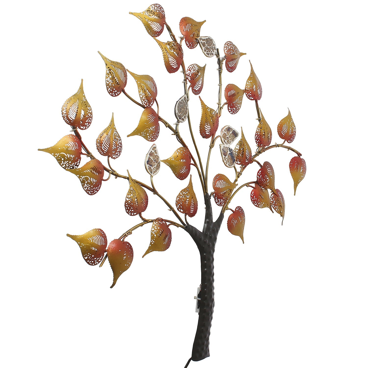 Colorful Leaves Tree Handcrafted Iron Wall Hanging/Art with background LED's Kafalo