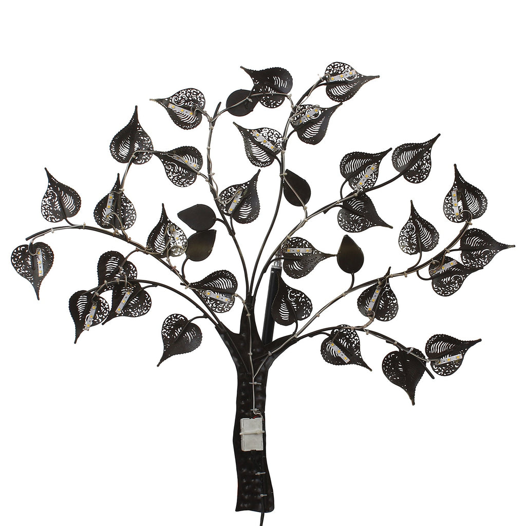 Colorful Leaves Tree Handcrafted Iron Wall Hanging/Art with background LED's Kafalo