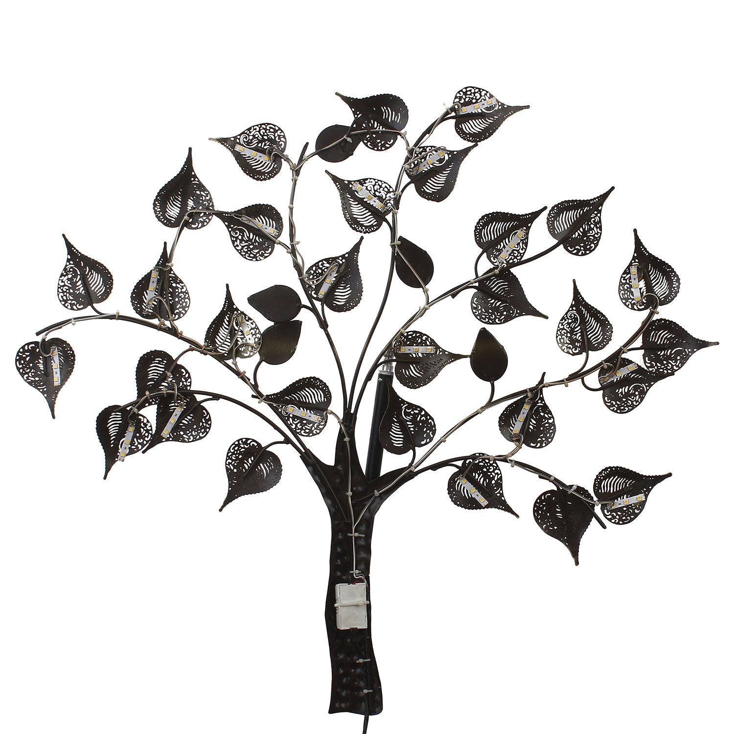 Colorful Leaves Tree Handcrafted Iron Wall Hanging/Art with background LED's Kafalo