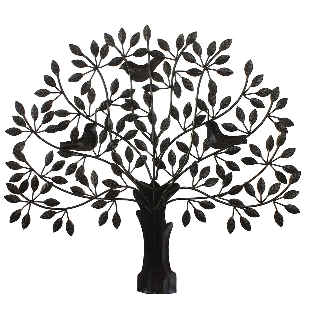Birds Sitting on Colorful Leaves Tree Handcrafted Iron Wall Hanging/Art