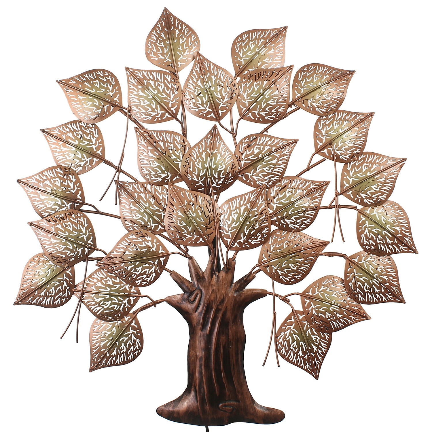 Brown and Golden Leaves Tree Handcrafted Iron Wall Hanging with background LED's