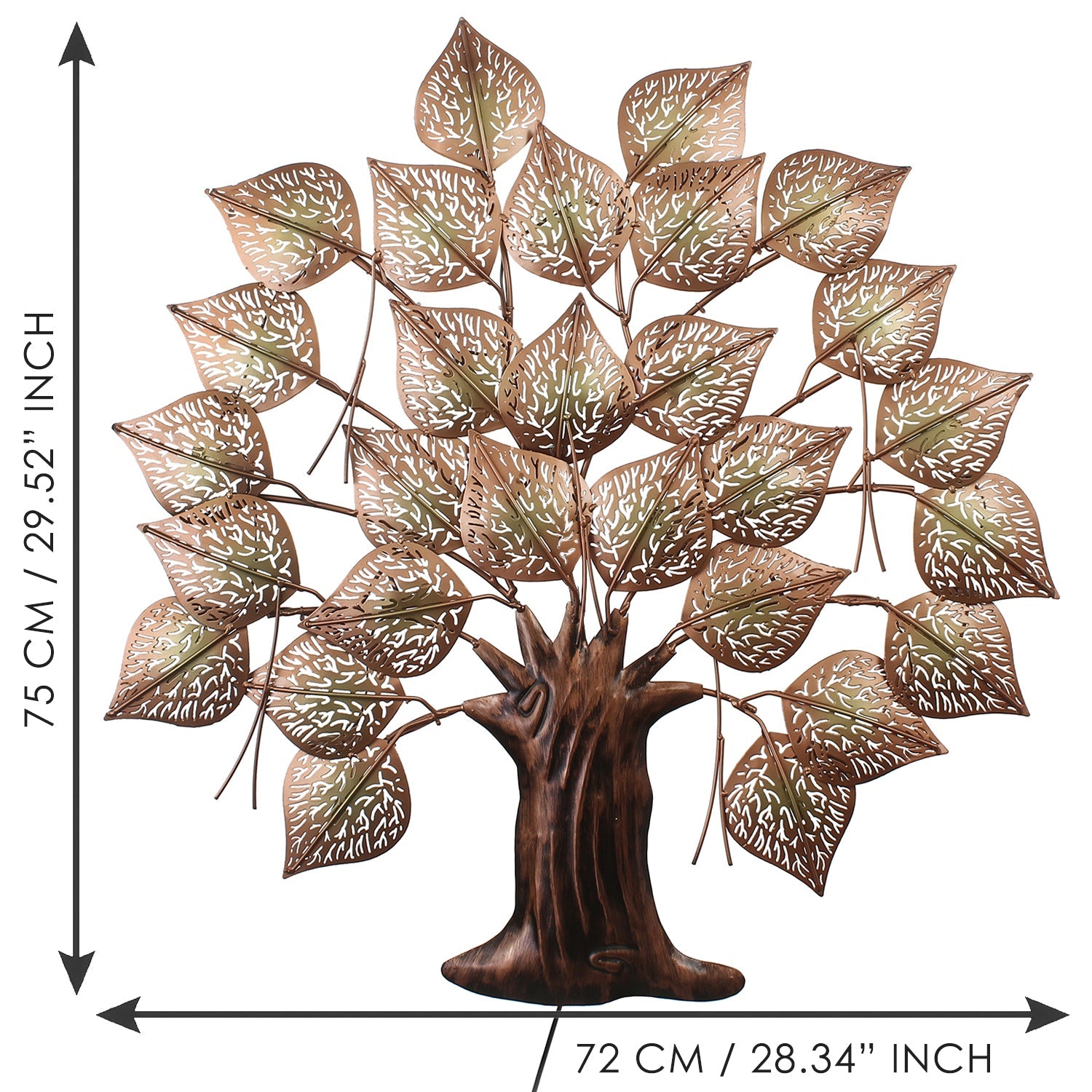 Brown and Golden Leaves Tree Handcrafted Iron Wall Hanging with background LED's