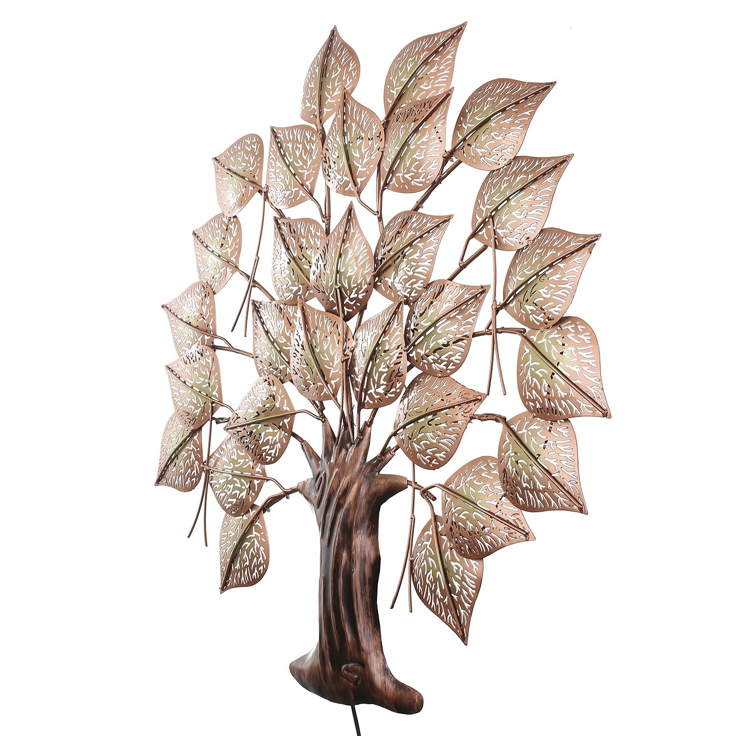 Brown and Golden Leaves Tree Handcrafted Iron Wall Hanging with background LED's