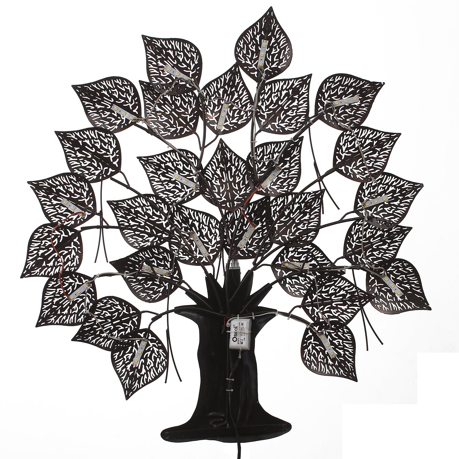 Brown and Golden Leaves Tree Handcrafted Iron Wall Hanging with background LED's