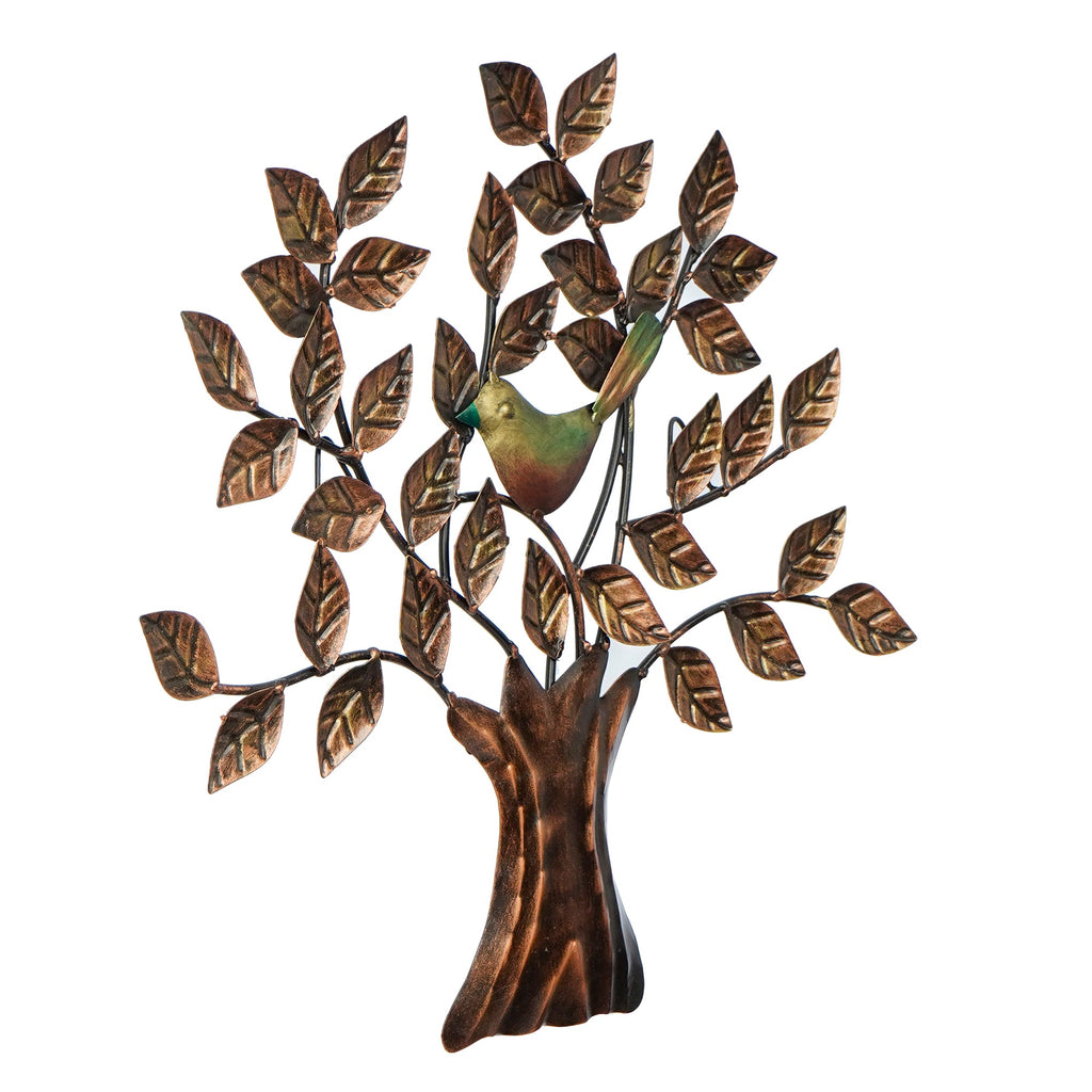 Bird Sitting On Colorful Tree Branch Handicrafted Iron Wall Hanging Kafalo