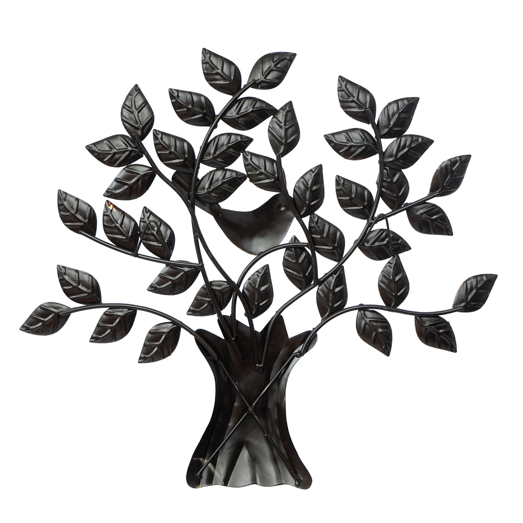 Bird Sitting On Colorful Tree Branch Handicrafted Iron Wall Hanging Kafalo