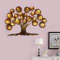 Brown and Golden Beautiful Leaves Tree Handcrafted Iron Wall Hanging/Art with background LED's Kafalo