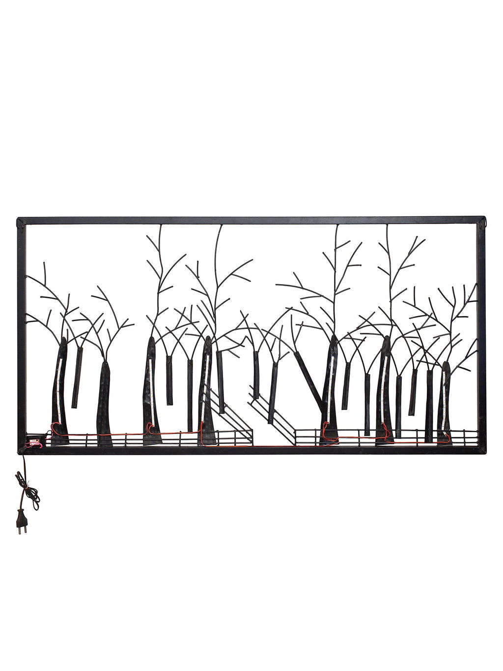 Abstract Trees Forest View Handcrafted Iron Wall Hanging with background LED's Kafalo