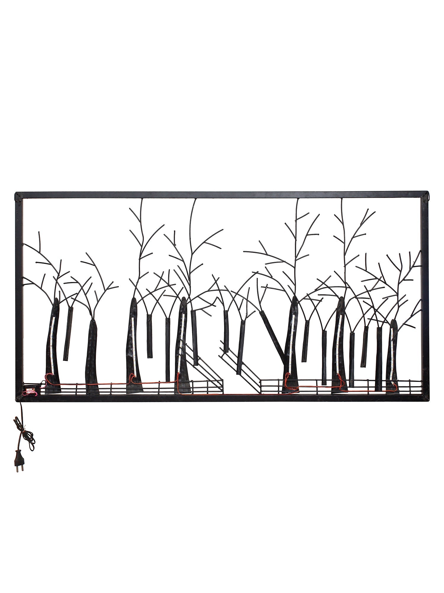 Abstract Trees Forest View Handcrafted Iron Wall Hanging with background LED's Kafalo