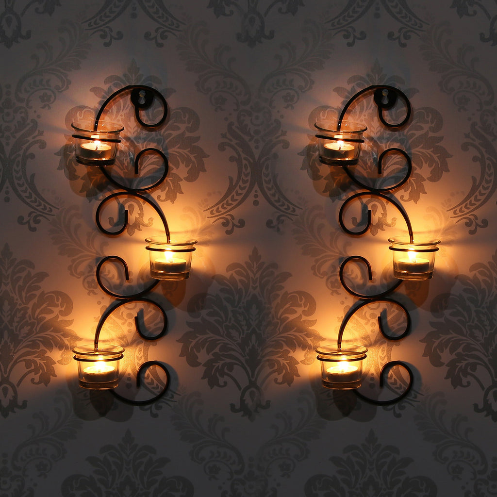 Set of 2 Wall sconces with 6 Glass Cup Tea Light Holder Kafalo