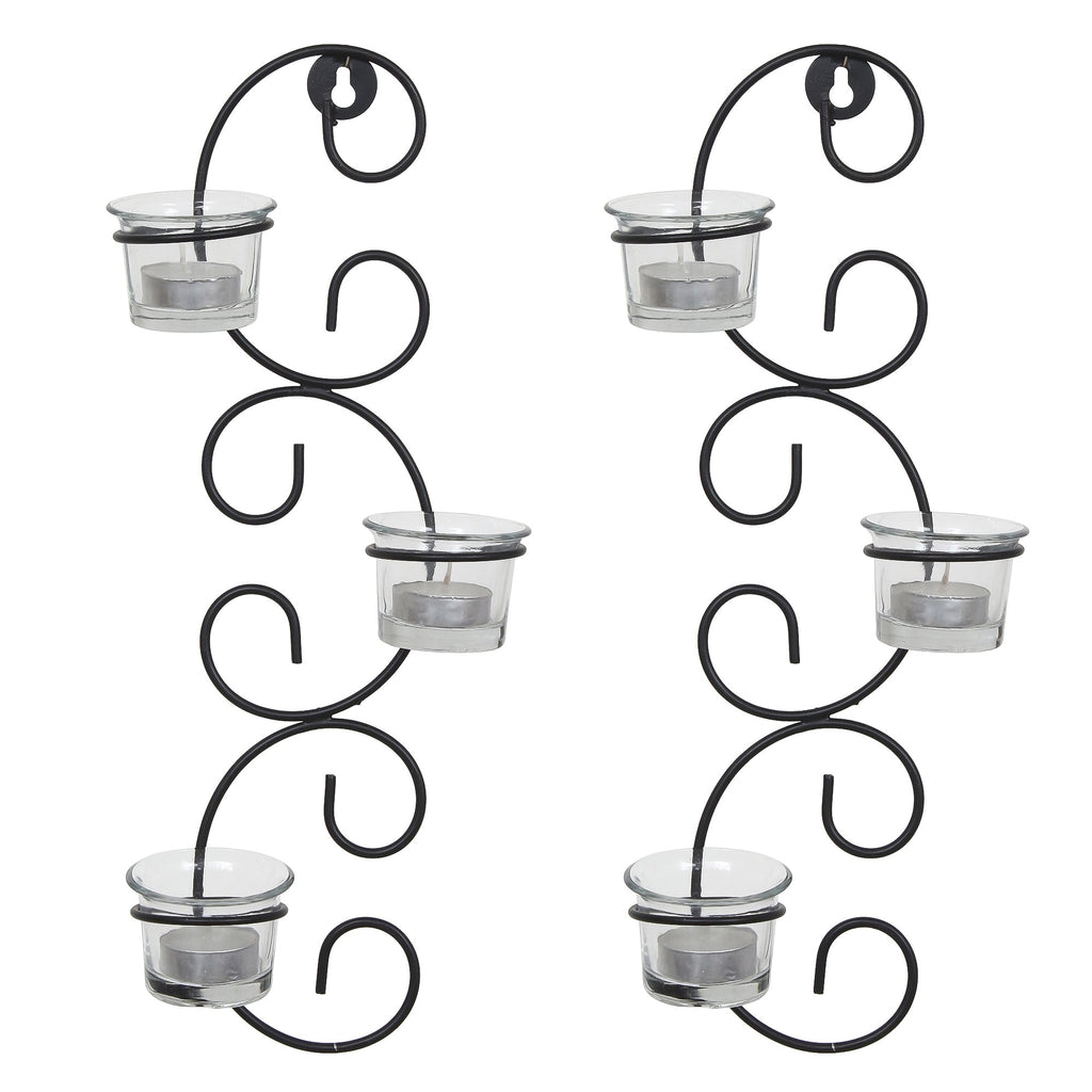 Set of 2 Wall sconces with 6 Glass Cup Tea Light Holder Kafalo