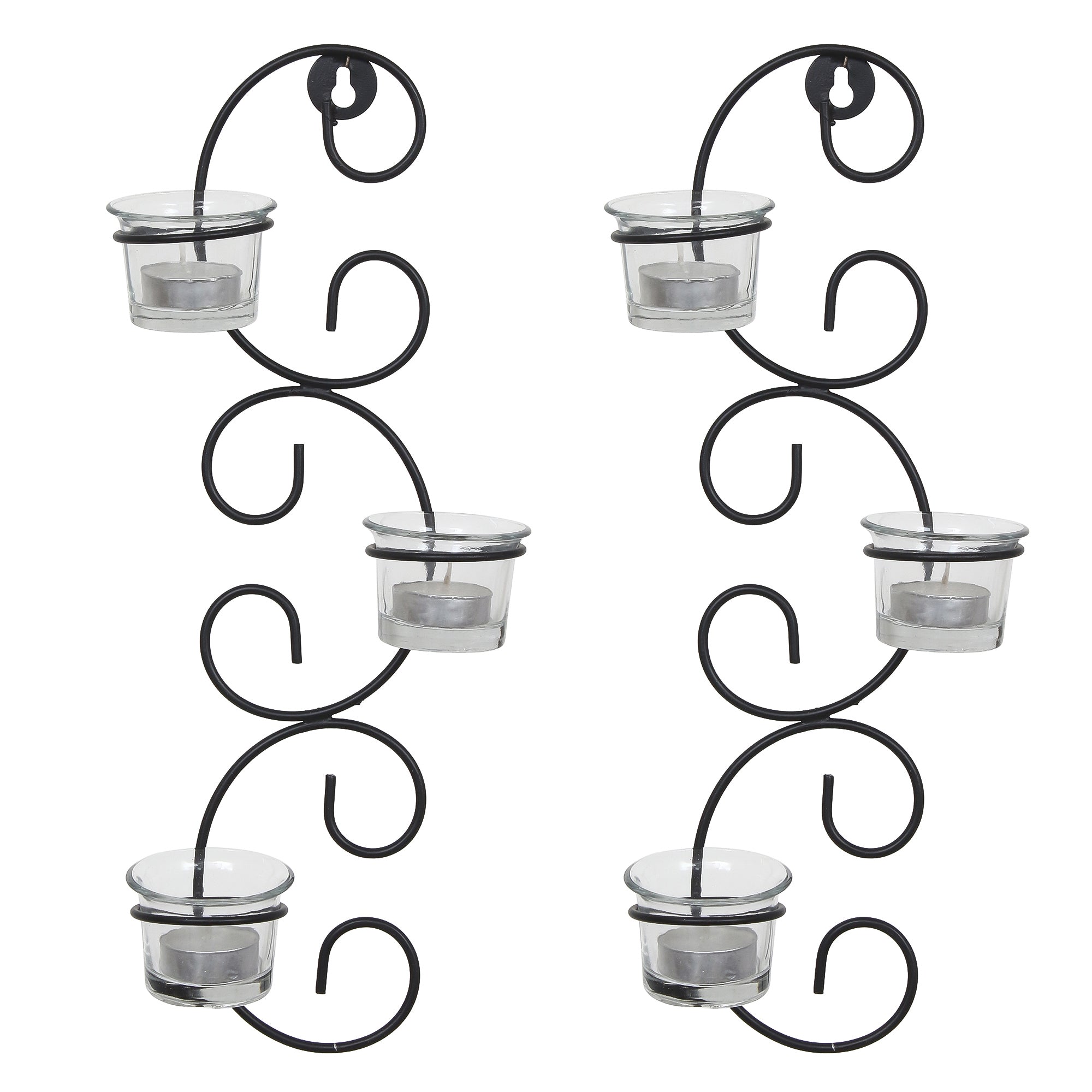 Set of 2 Wall sconces with 6 Glass Cup Tea Light Holder Kafalo