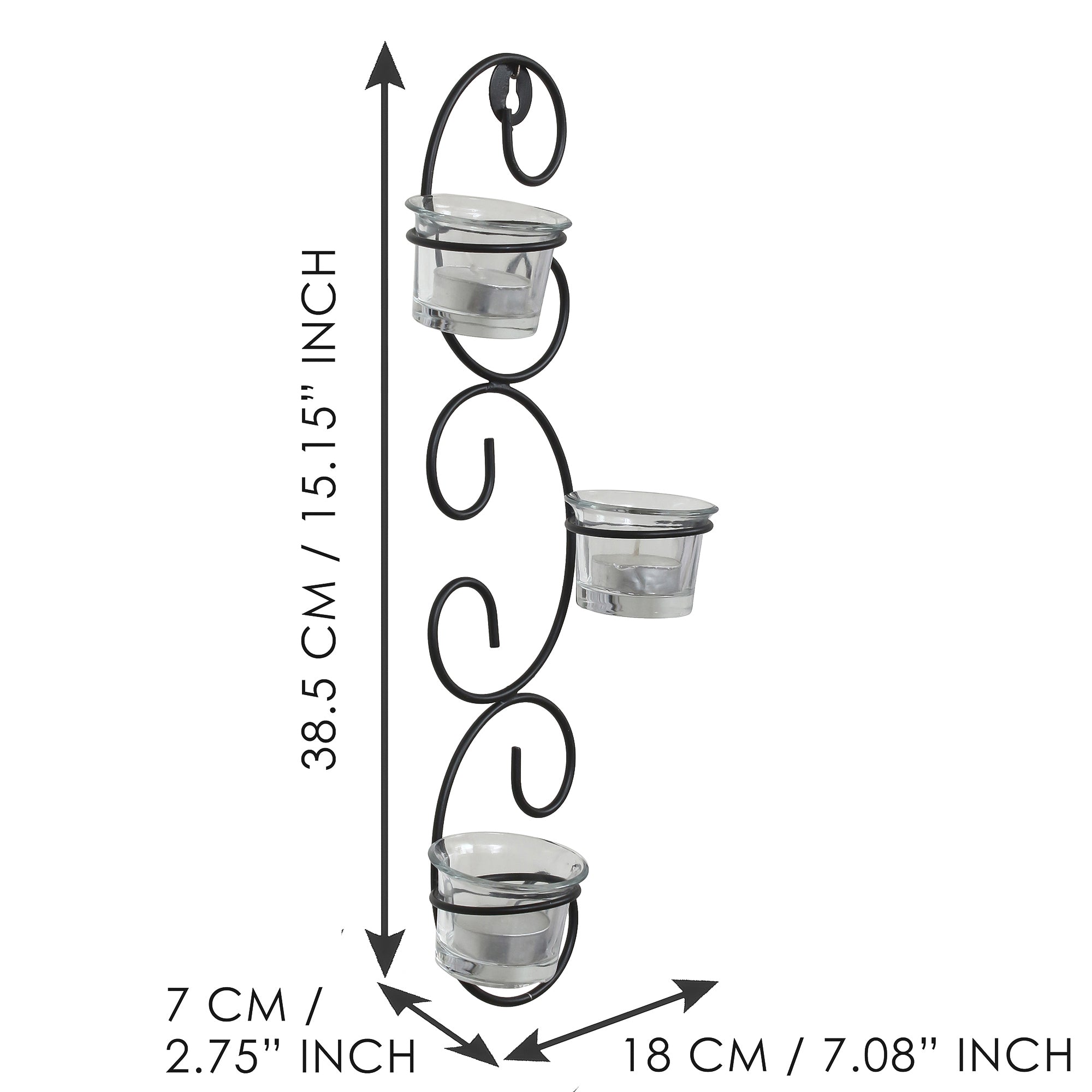Set of 2 Wall sconces with 6 Glass Cup Tea Light Holder Kafalo