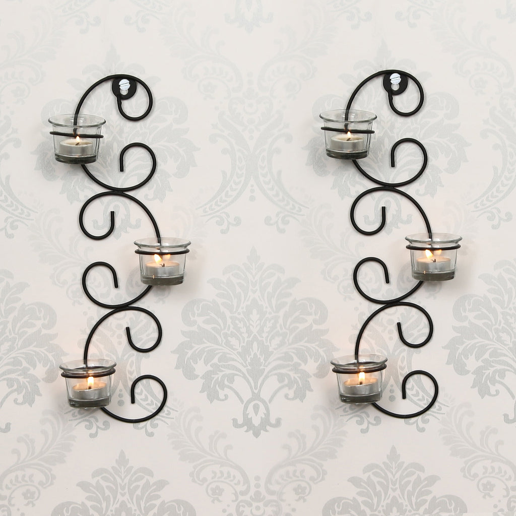 Set of 2 Wall sconces with 6 Glass Cup Tea Light Holder Kafalo