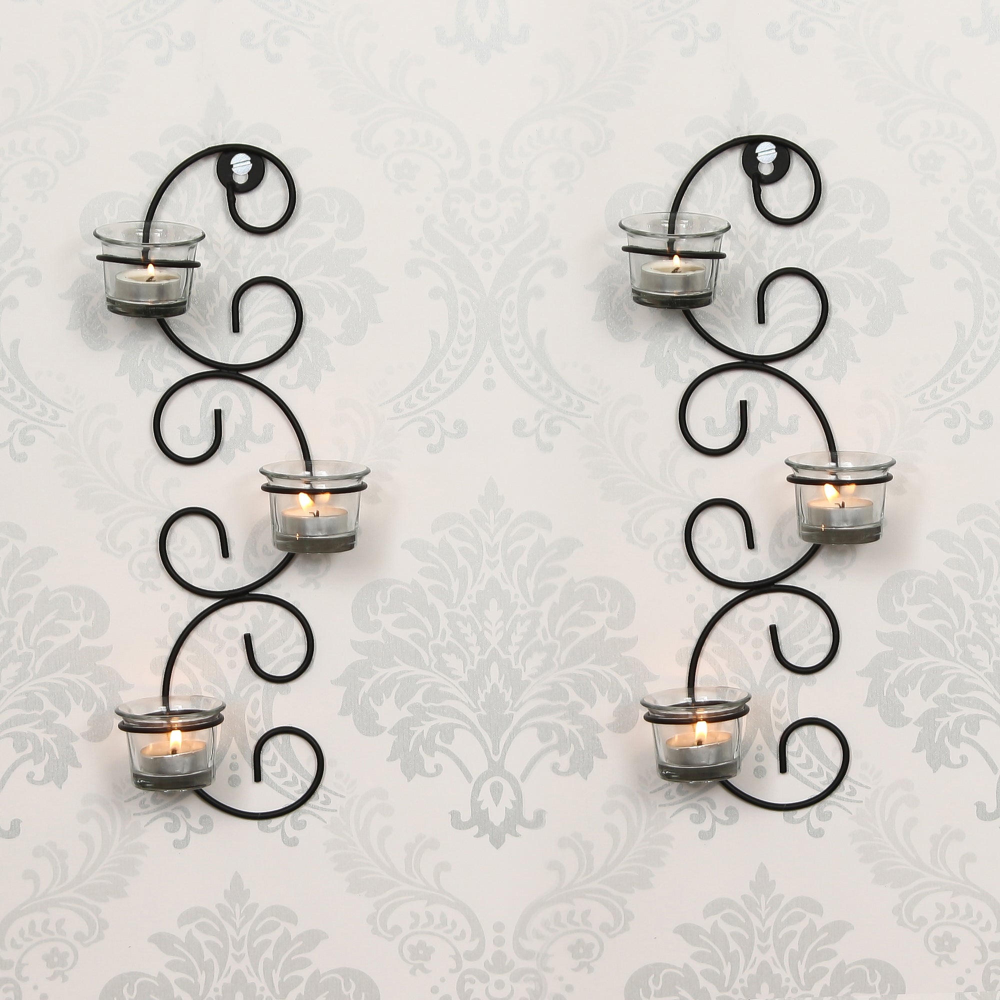 Set of 2 Wall sconces with 6 Glass Cup Tea Light Holder Kafalo