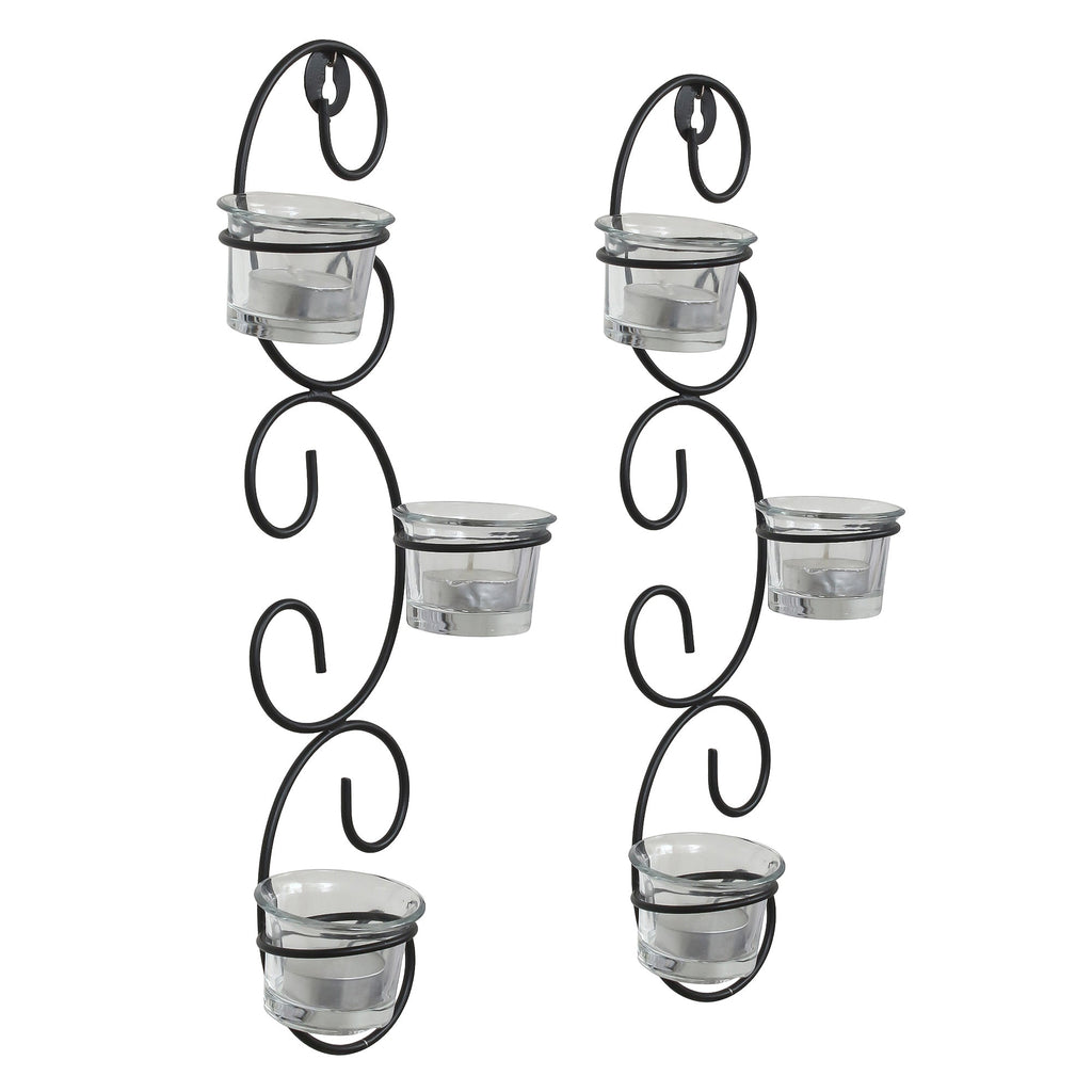 Set of 2 Wall sconces with 6 Glass Cup Tea Light Holder Kafalo