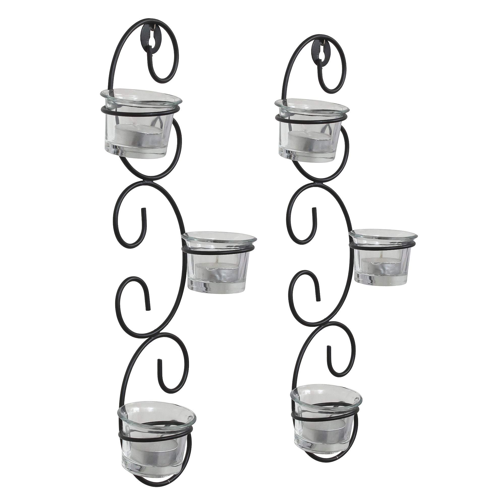 Set of 2 Wall sconces with 6 Glass Cup Tea Light Holder Kafalo