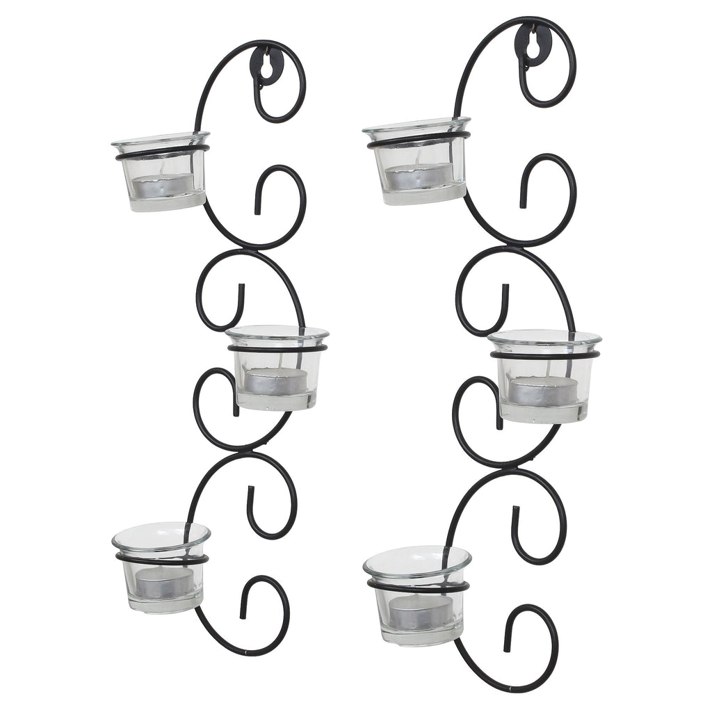 Set of 2 Wall sconces with 6 Glass Cup Tea Light Holder Kafalo