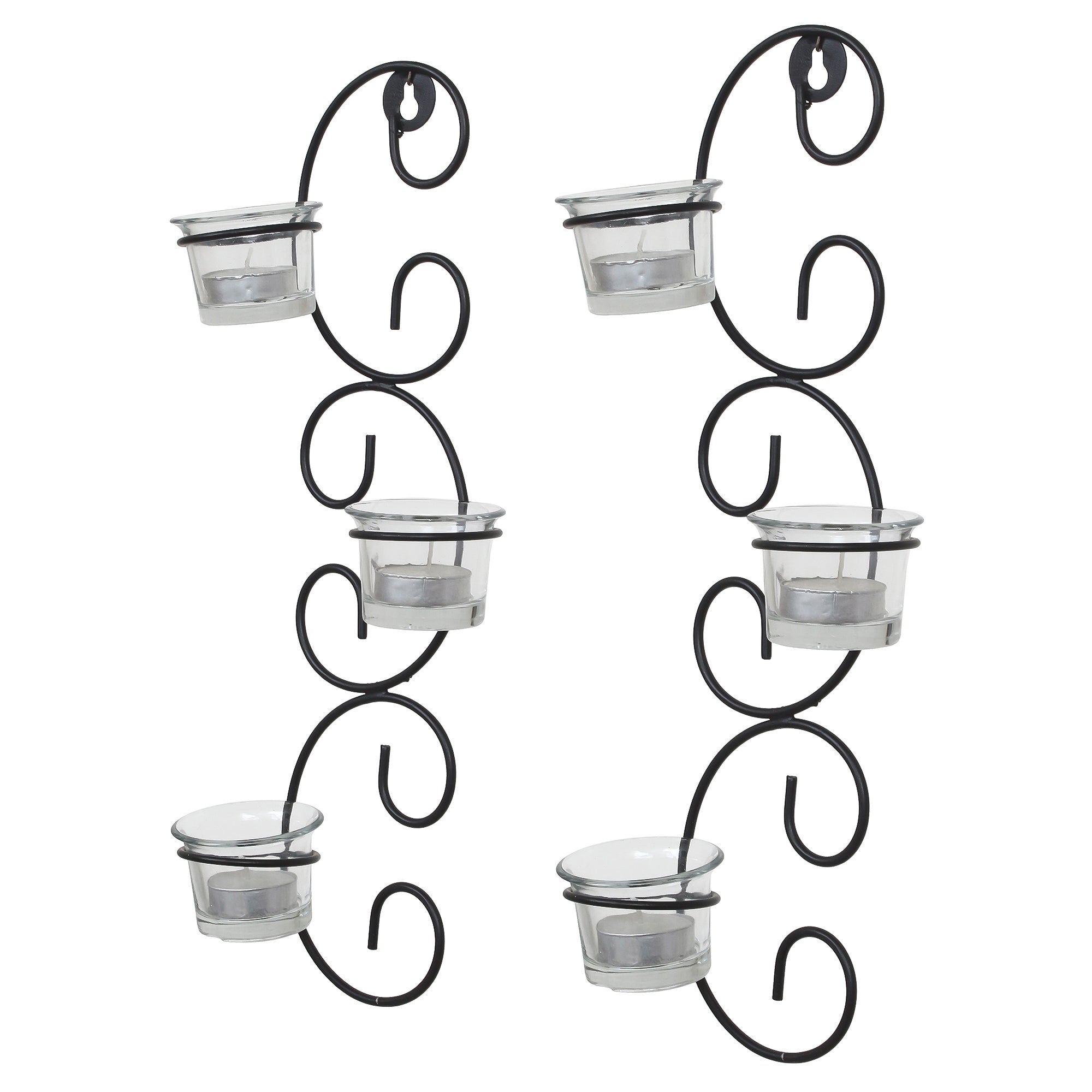 Set of 2 Wall sconces with 6 Glass Cup Tea Light Holder Kafalo