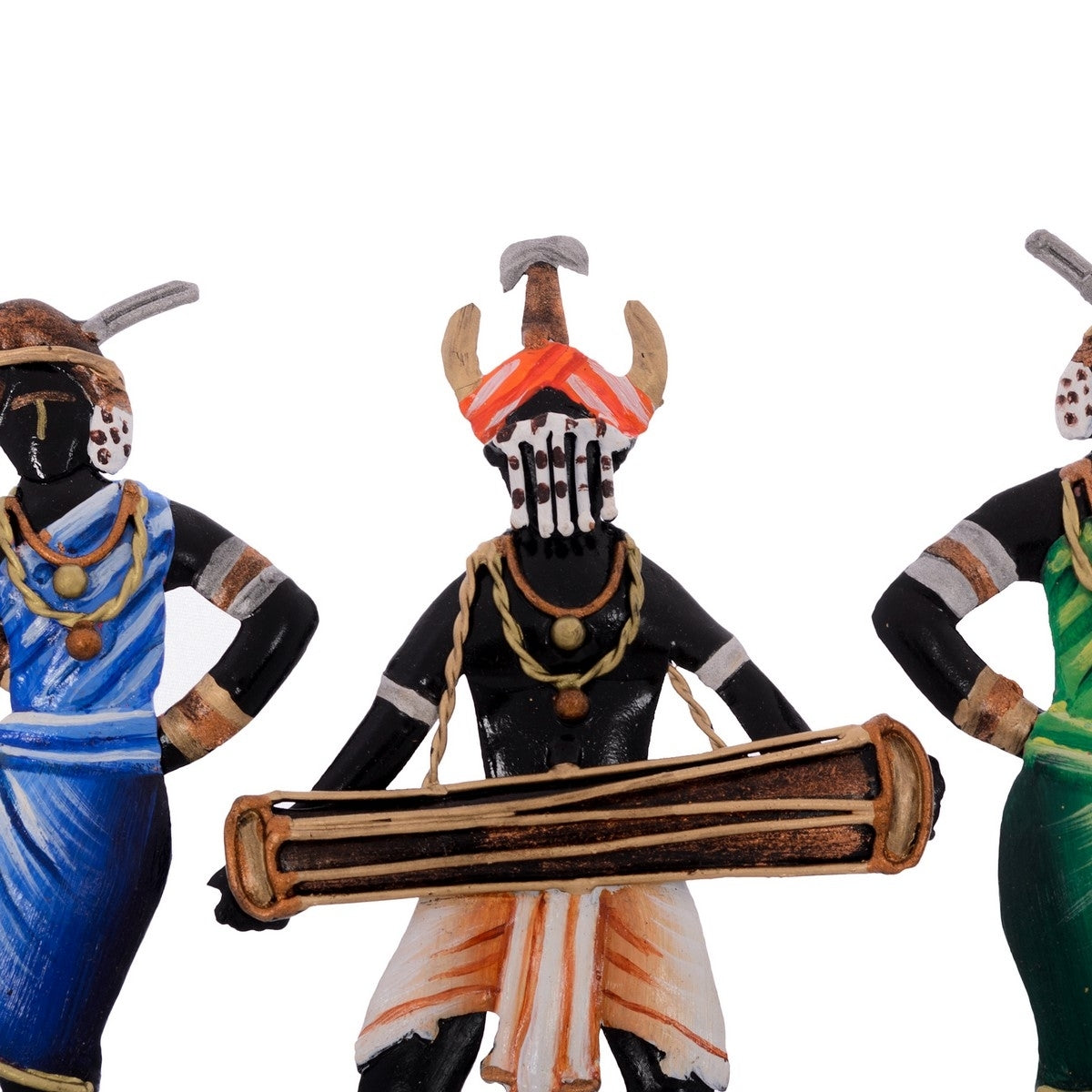 Wrought Iron Dancing Tribals on Shehnai Wall Hanging Kafalo