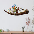 Royal Procession of King on Shehnai Decorative Iron Wall Hanging/Art (Brown, Blue and Green) Kafalo