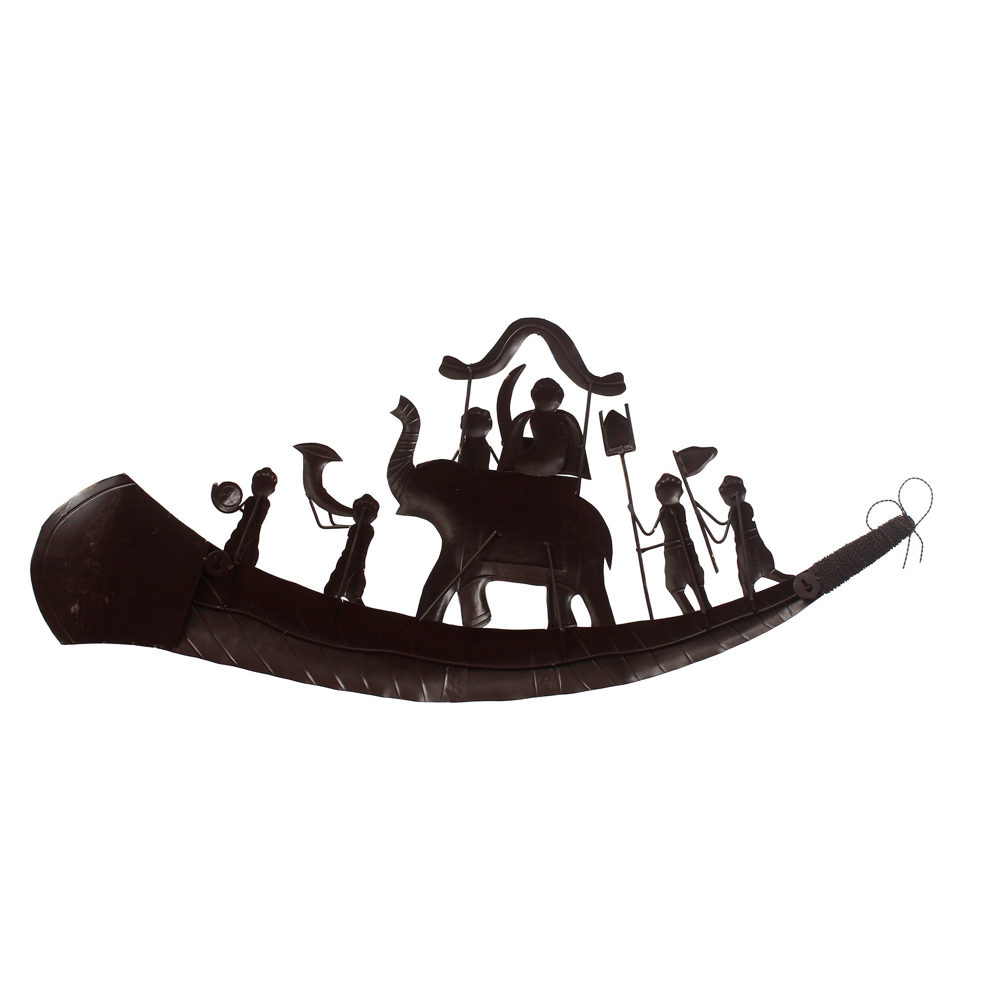 Royal Procession of King on Shehnai Decorative Iron Wall Hanging/Art (Brown, Blue and Green) Kafalo