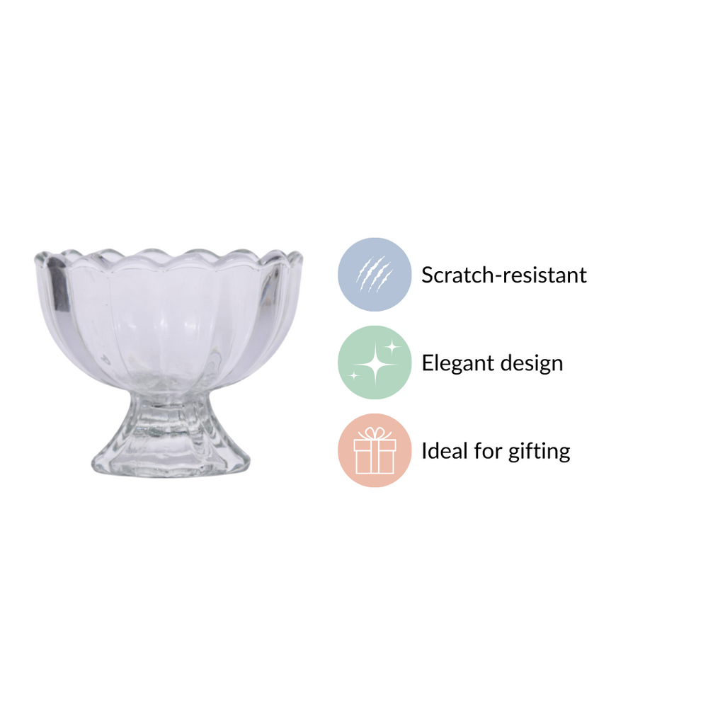 Glass Ice Cream Dessert Bowl Set Of 6 120ml Nestasia