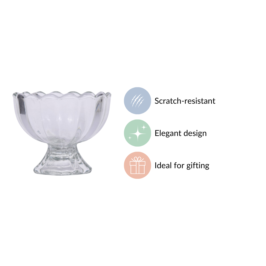 Glass Ice Cream Dessert Bowl Set Of 6 120ml Nestasia