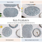 Icy Blue Luxe Round Tablemat Set Of 6 Nestasia