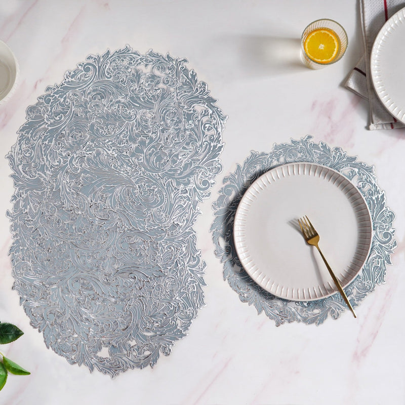 Icy Blue Luxe Round Tablemat Set Of 6 Nestasia