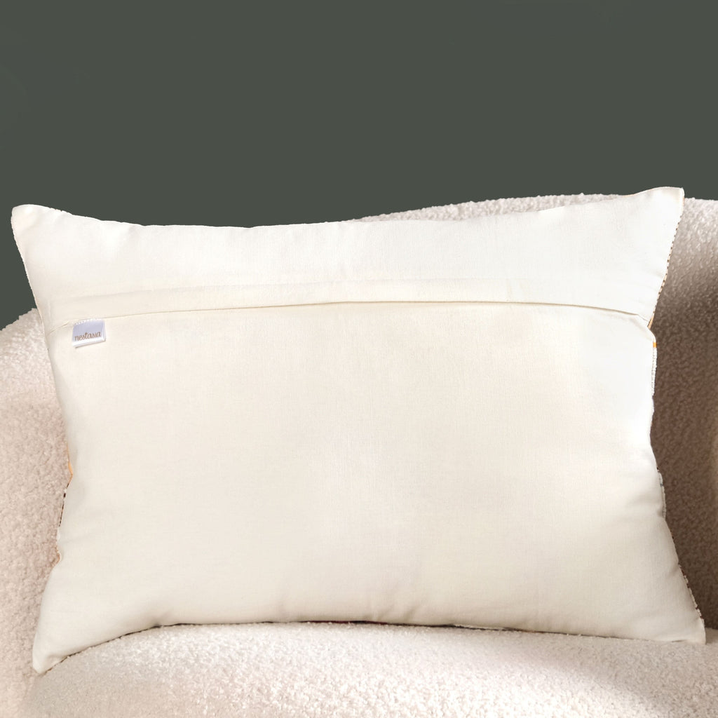 Feathered Print Embroidered Cotton Cushion Cover 50x36cm Nestasia