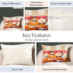 Feathered Print Embroidered Cotton Cushion Cover 50x36cm Nestasia