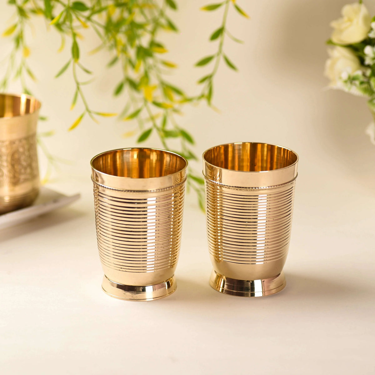 Brass Lining Glass Pair Vedansh Craft