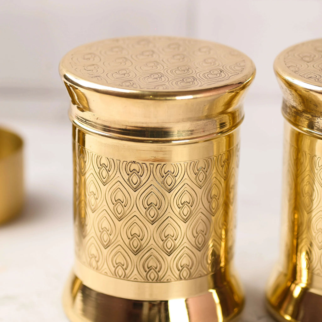 Brass Container / Storage Jar With Lid Pair (5.5 Inch) Vedansh Craft