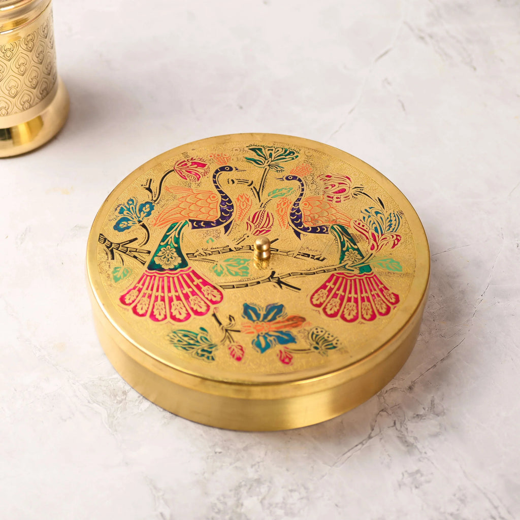 Brass Peacock Masala Daani / Spice Box Vedansh Craft