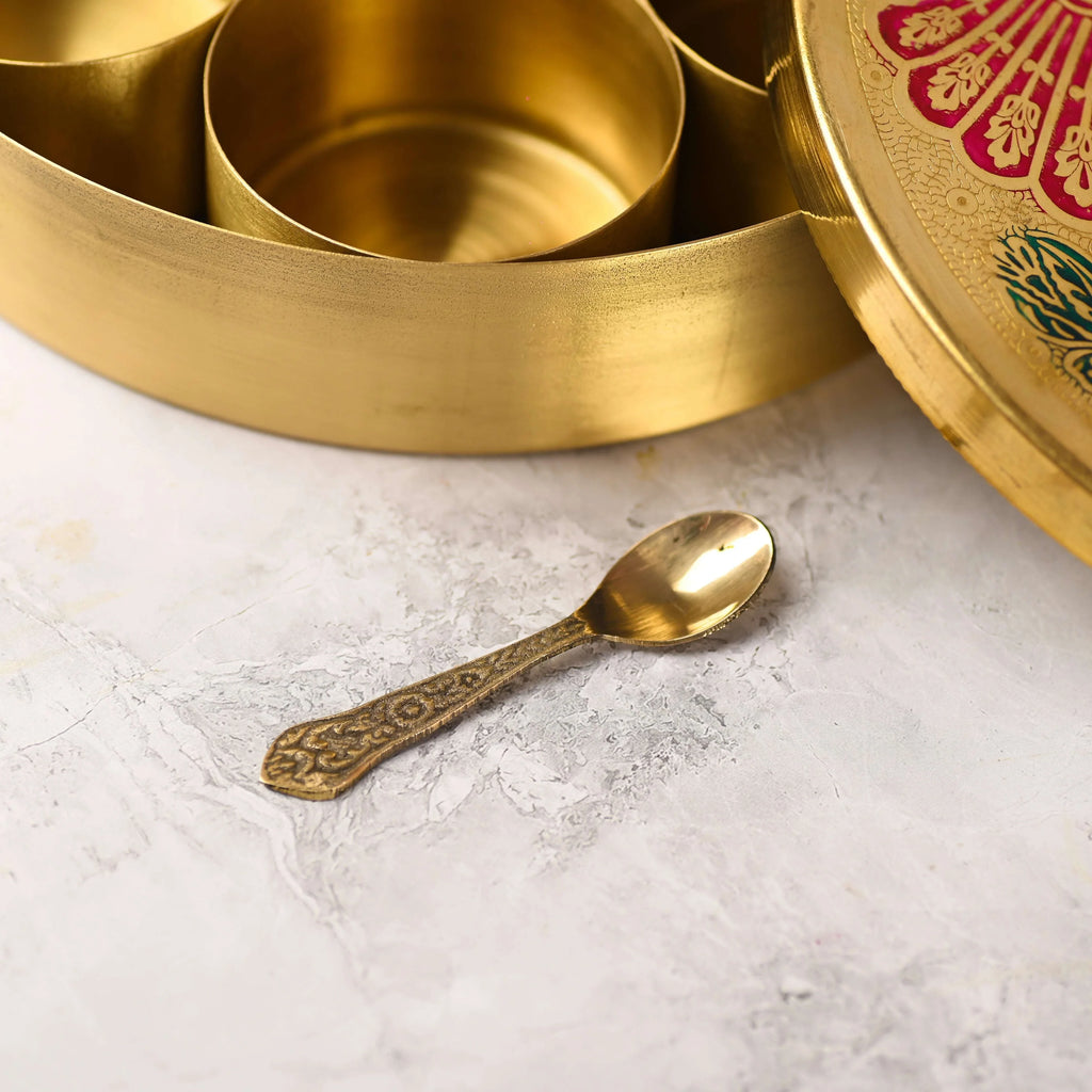 Brass Peacock Masala Daani / Spice Box Vedansh Craft