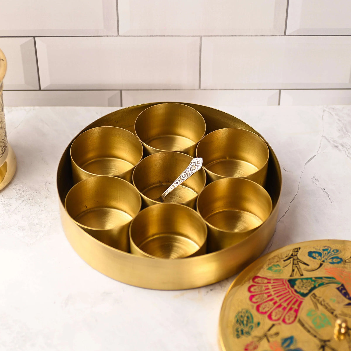 Brass Peacock Masala Daani / Spice Box Vedansh Craft