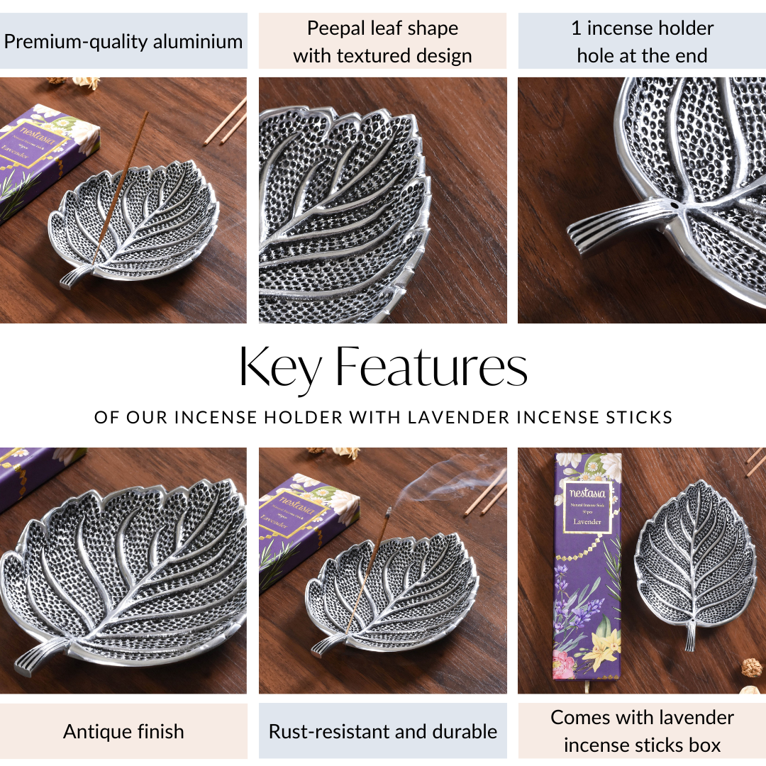 Leaf Incense Holder With Organic Lavender Incense Sticks Nestasia