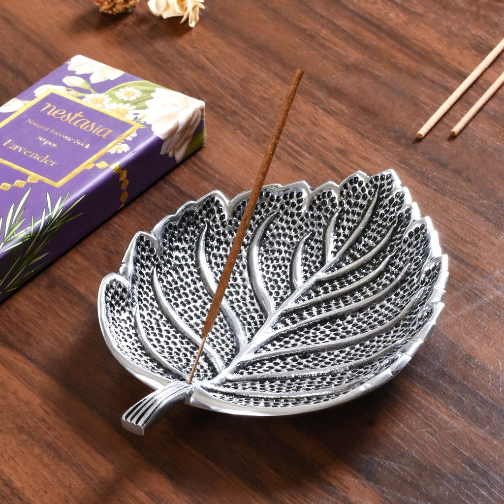 Leaf Incense Holder With Organic Lavender Incense Sticks Nestasia