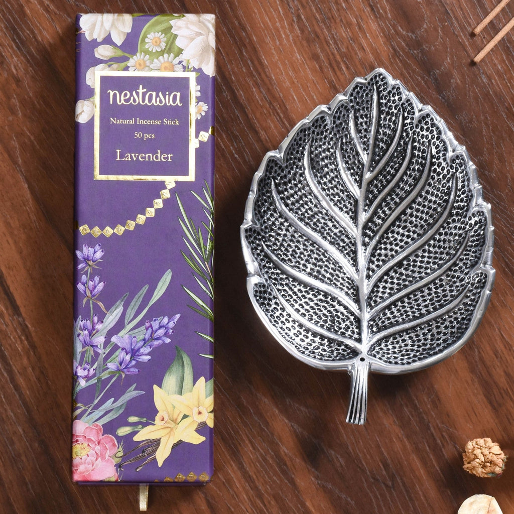 Leaf Incense Holder With Organic Lavender Incense Sticks Nestasia